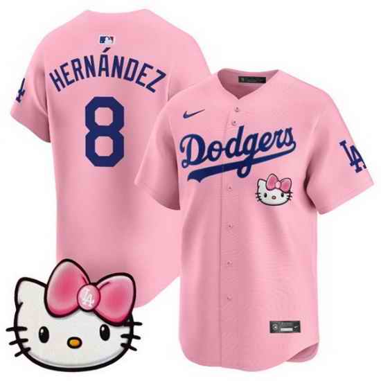 Men Los Angeles Dodgers 8 Enrique Hernandez Pink 2025 Hello Kitty Vapor Limited Stitched Baseball Jersey