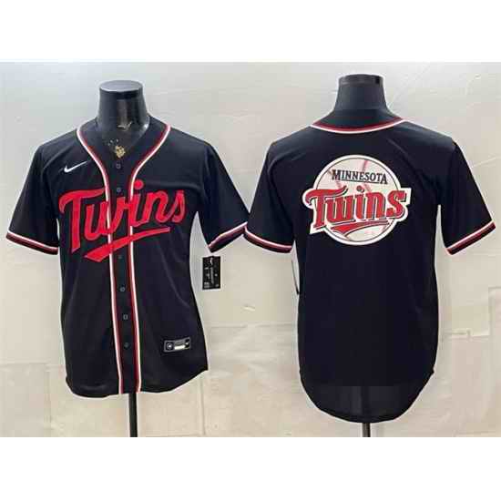 Men Minnesota Twins Team Big Logo 2026 Fashion Replica Black Out Stitched Baseball Jersey