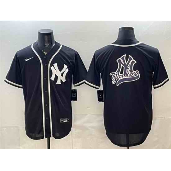 Men New York Yankees Team Big Logo 2026 Fashion Replica Black Out Stitched Baseball Jersey
