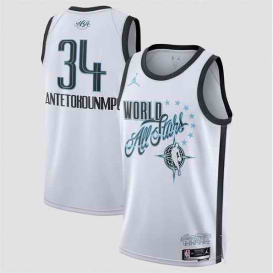 Men 2026 All Star  34 Giannis Antetokounmpo White Stitched Basketball Jersey