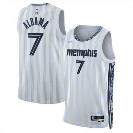 Men Memphis Grizzlies 7 Santi Aldama White 2025 26 City Edition Stitched Basketball Jersey