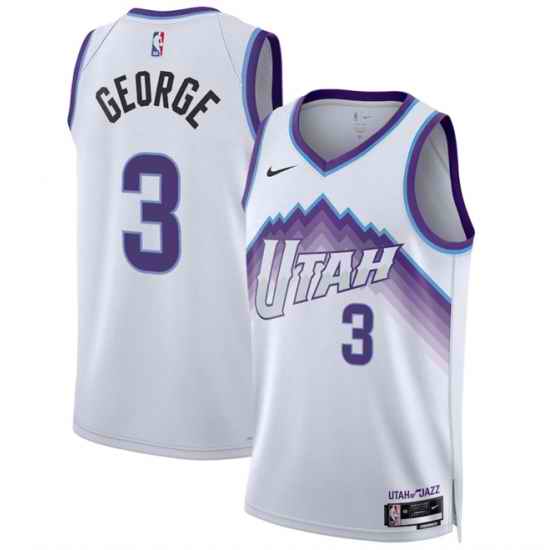 Men Utah Jazz 3 Keyonte George White 2025 Association Edition Stitched Basketball Jersey
