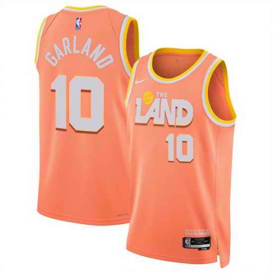 Men Cleveland Cavaliers 10 Darius Garland Orange 2025 26 City Edition Stitched Jersey
