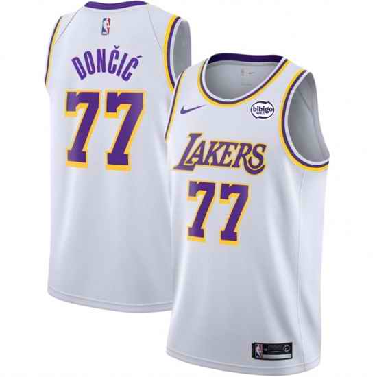 Men Los Angeles Lakers 77 Luka Don u010Di u0107 White 2025 Association Edition Stitched Basketball Jersey