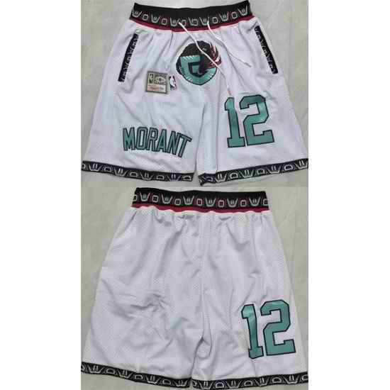 Men Memphis Grizzlies 12 Ja Morant White 2025 Shorts