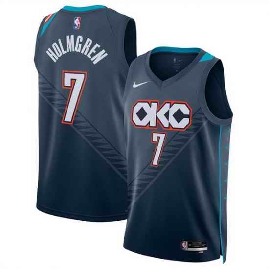 Men Oklahoma City Thunder 7 Chet Holmgren Navy 2025 26 City Edition Stitched Basketball Jersey