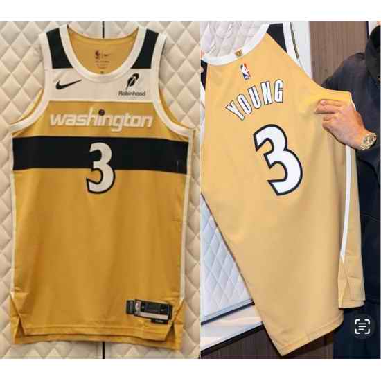 Men Washington Wizards Trae Young #3 Gold Edition Jersey
