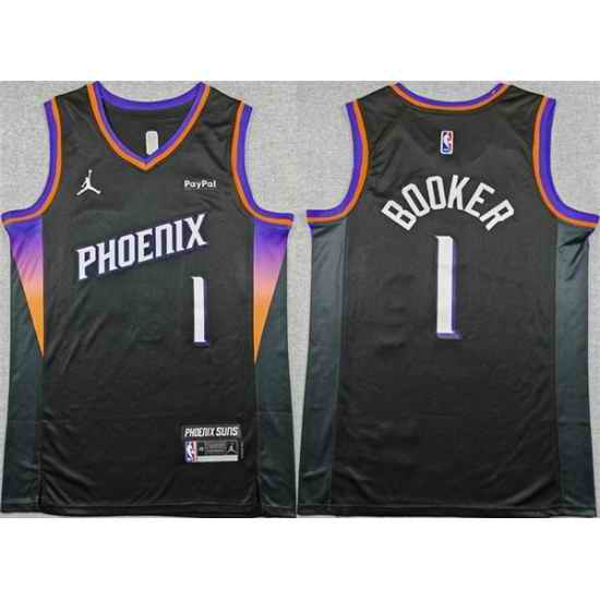 Men Phoenix Suns 1 Devin Booker Black 2025 26 Statement Edition Stitched Basketball Jersey