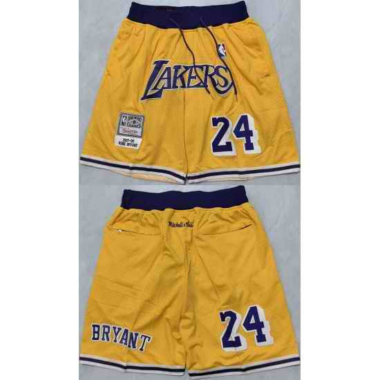 Men Los Angeles Lakers Yellow Shorts