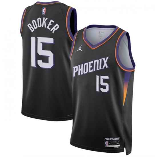 Men Phoenix Suns  15 Devin Booker Black 2026 Statement Edition Stitched Basketball Jersey