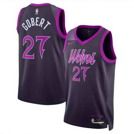 Men Minnesota Timberwolves 27 Rudy Gobert Purple 2025 26 City Edition Stitched Jersey
