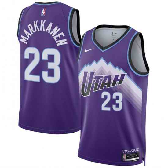 Men Utah Jazz 23 Lauri Markkanen Purple 2025 Icon Edition Stitched Basketball Jersey
