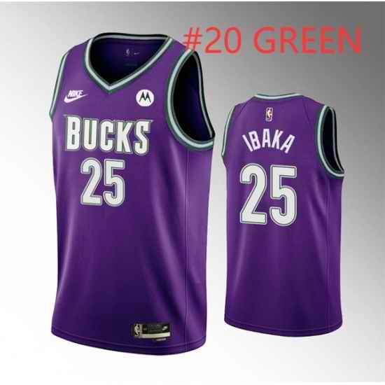 Men Milwaukee Bucks#20 A J Green Purple Stitched NBA Jersey