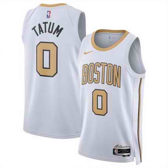 Men Boston Celtics 0 Jayson Tatum White 2025 26 City Edition Stitched Basketball Jersey