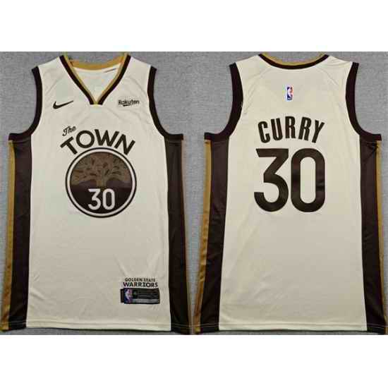 Men Golden State Warriors 30 Stephen Curry Tan City Edition Stitched Basketball Jersey