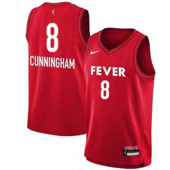 Women Indiana Fever Cunningham #8 Red Stitched Basketball WNBA Jersey