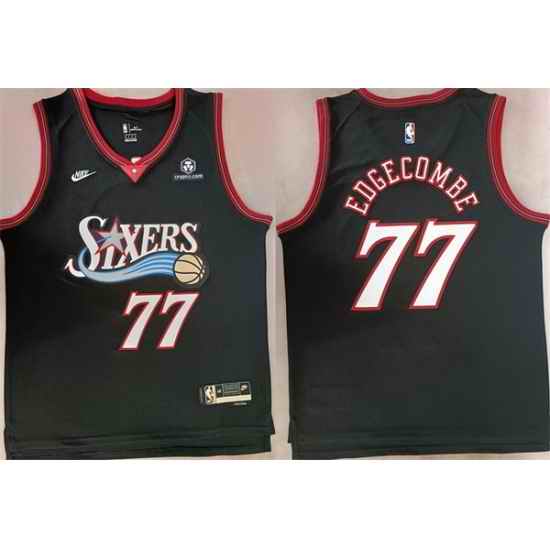 Men Philadelphia 76ers 77 V  J  Edgecombe Black 2025 Classic Edition Stitched Stitched Jersey