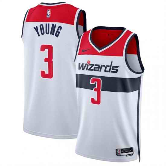 Men Washington Wizards  3 CJ McCollum White Association Edition Stitched Basketball Jersey