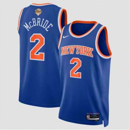 Men New Yok Knicks  2 Miles McBride Blue 2026 Finals Patch Icon Edition Stitched Basketball Jersey