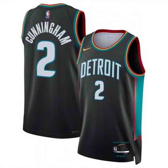 Men Detroit Pistons 2 Cade Cunningham Cade Cunningham Black 2025 26 City Edition Stitched Basketball Jersey