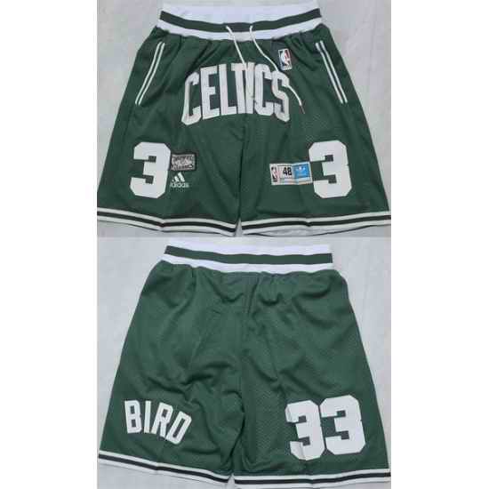 Men Boston Celtics 33 Larry Bird Green Shorts