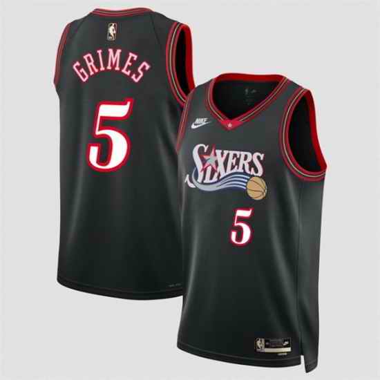 Men Philadelphia 76ers 5 Quentin Grimes Black 2025 Classic Edition Stitched Jersey