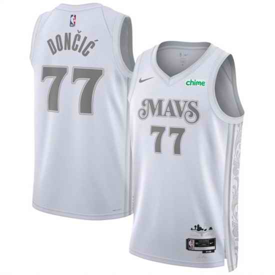 Men Dallas Mavericks 77 Luka Don u010Di u0107 White 2024 25 City Edition Stitched Basketball Jersey