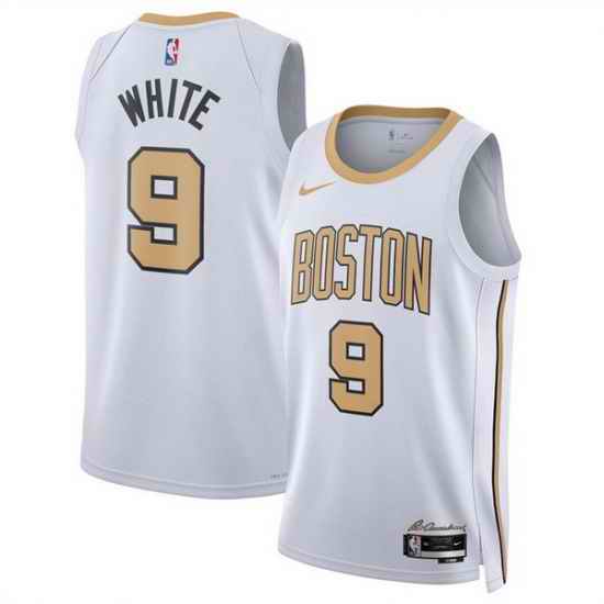 Men Boston Celtics 9 Derrick White White 2025 26 City Edition Stitched Basketball Jersey