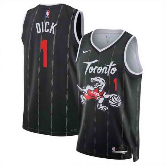 Men Toronto Raptors 1 Gradey Dick Black 2025 26 City Edition Stitched Basketball Jersey
