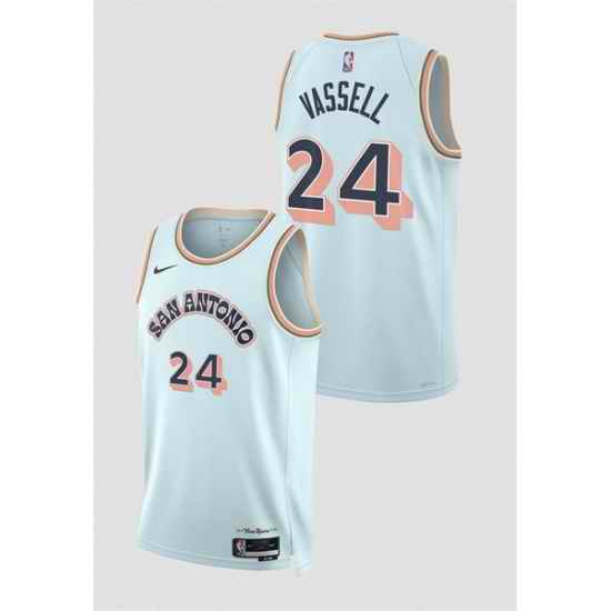 Men San Antonio Spurs 24 Devin Vassell Light Blue 2024 25 City Edition Stitched Basketball Jersey