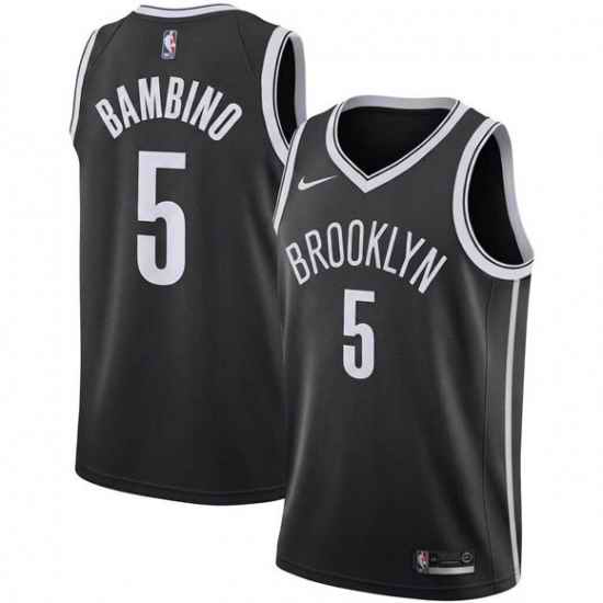 Men Brooklyn Nets  5 Bambino Black Icon Edition Stitched Basketball Jersey