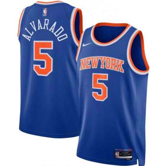 Men New York Knicks Jose Alvarado Blue Stitched NBA Jersey