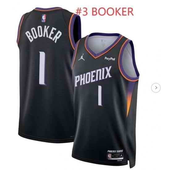 Men Jordan Brand Devin Booker Black Phoenix Suns #3 Swingman Badge Jersey Statement Edition