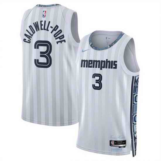 Men Memphis Grizzlies 3 Kentavious Caldwell Pope White 2025 26 City Edition Stitched Basketball Jersey