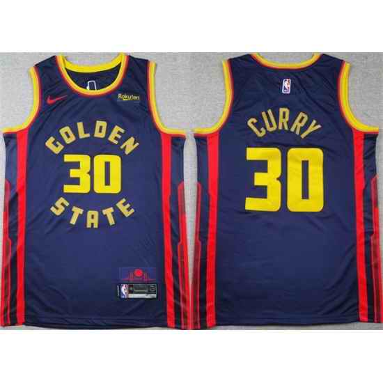 Men Golden State Warriors 30 Stephen Curry Navy 2024 25 City Edition Stitched Basketball Jersey