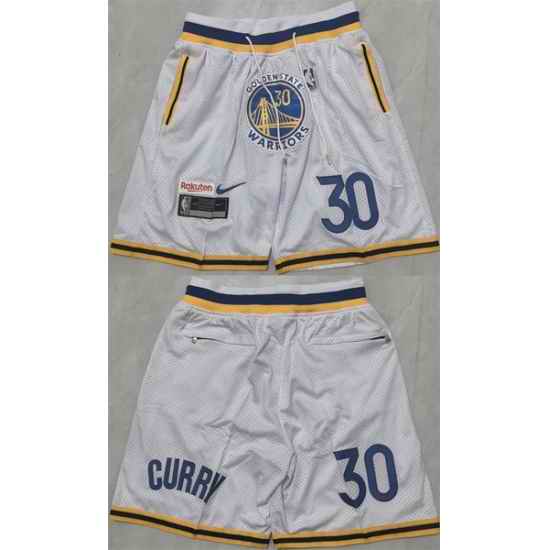 Men Golden State Warriors 30 Stephen Curry White Shorts