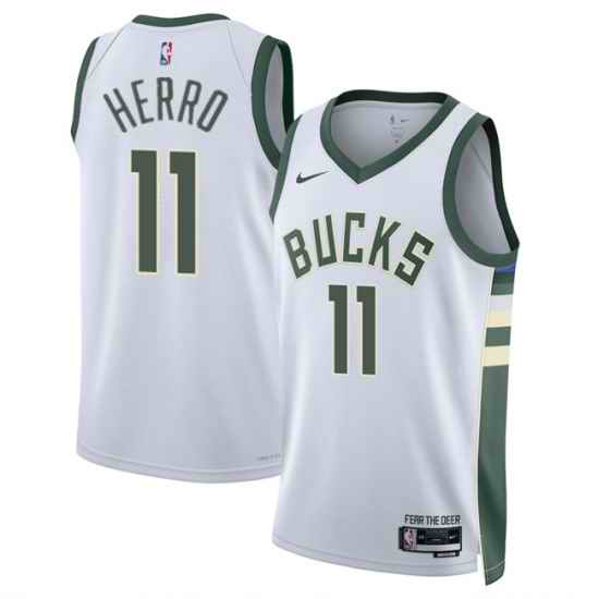 Men Milwaukee Bucks  11 Tyler Herro White 2026 Association Edition Stitched Basketball Jersey