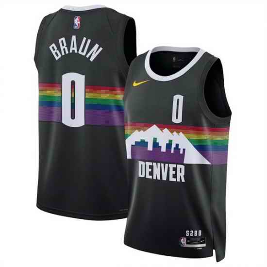 Men Denver Nuggets 0 Christian Braun Black 2025 26 City Edition Stitched Basketball Jersey