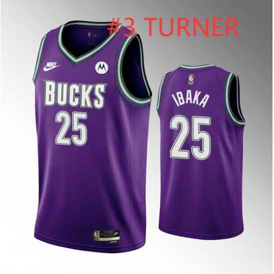 Men Milwaukee Bucks #3 Myles Turner Purple Stitched NBA Jersey