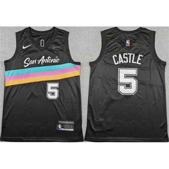 Men San Antonio Spurs 5 Stephon Castle Black 2025 26 City Edition Stitched Basketball Jersey