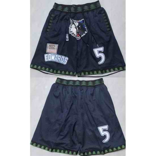 Men Minnesota Timberwolves  5 Anthony Edwards Black Shorts