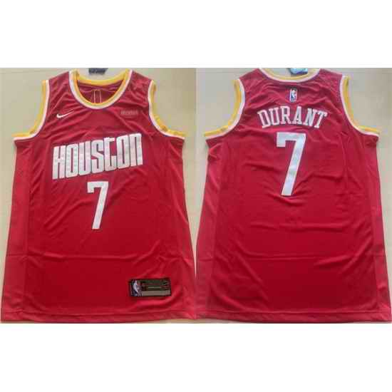 Men Houston Rockets 7 Kevin Durant Red Icon Edition Stitched Jersey