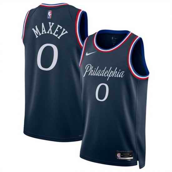 Men Philadelphia 76ers 0 Tyrese Maxey Navy 2025 26 City Edition Stitched Jersey