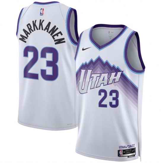 Men Utah Jazz 23 Lauri Markkanen White 2025 Association Edition Stitched Basketball Jersey