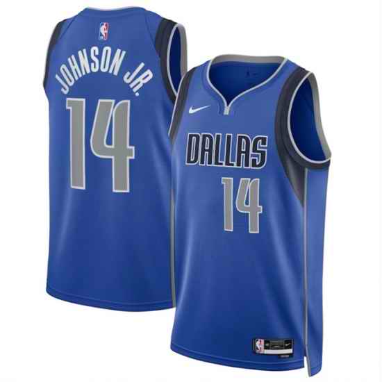 Men Dallas Mavericks  14 Morez Johnson Jr Blue 2026 Draft Icon Edition Stitched Basketball Jersey