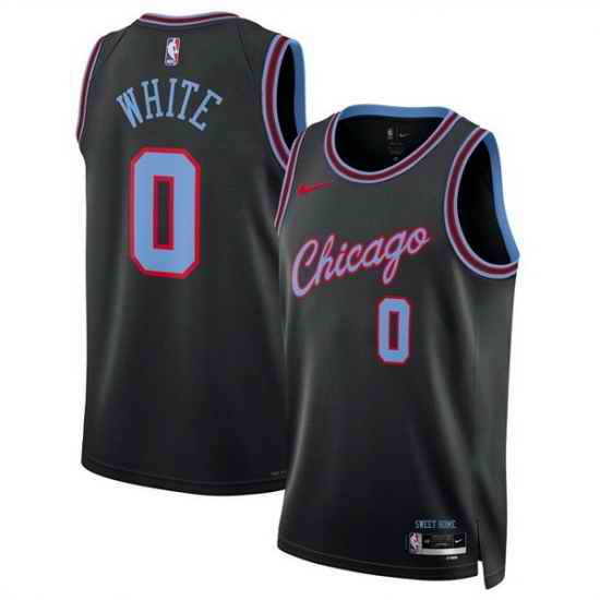 Men Chicago Bulls 0 Coby White Black 2025 26 City Edition Stitched Basketball Jersey