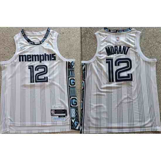 Men Memphis Grizzlies 12 Ja Morant White 2025 26 City Edition Edition Stitched Basketball Jersey