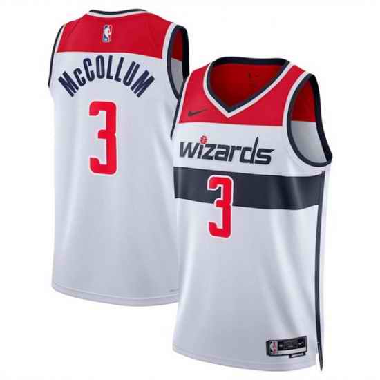 Men Washington Wizards 3 CJ McCollum White Association Edition Stitched Basketball Jersey