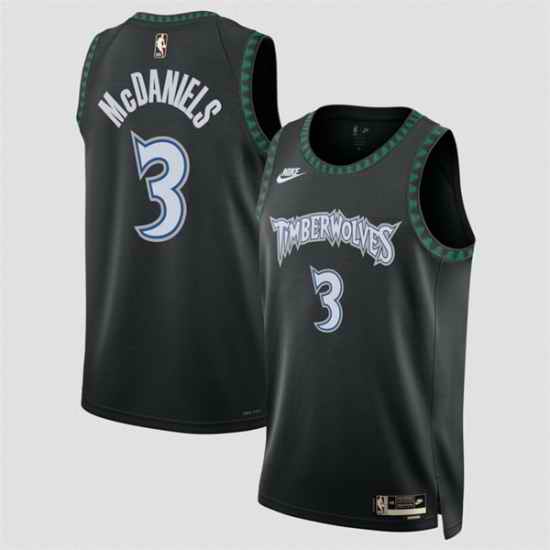 Men Minnesota Timberwolves 3 Jaden McDaniels Black 2025 Classic Edition Stitched Jersey