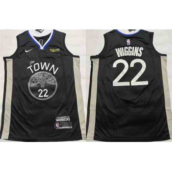 Men Golden State Warriors 22 Andrew Wiggins Black Stitched Basketball Jersey